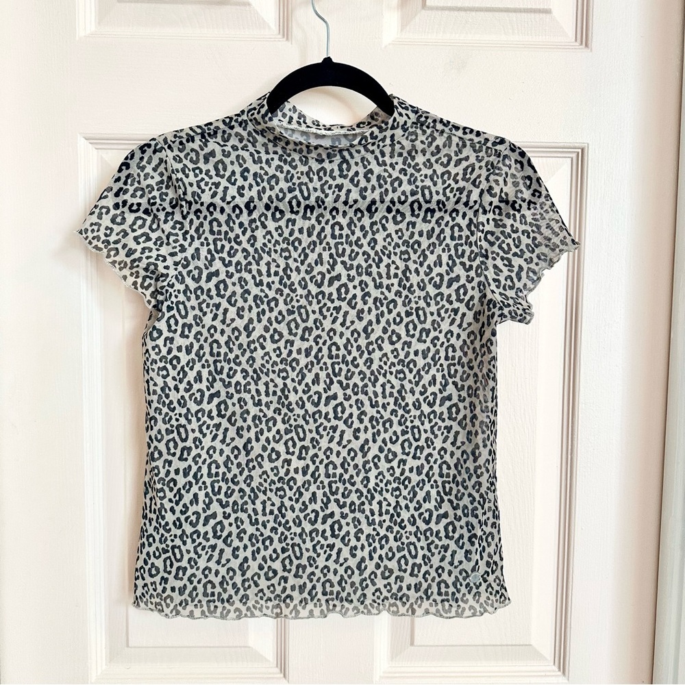 Sheer mesh animal print justice top